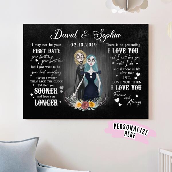 Personalized Skull Couple Gift, Anniversary Gift, Gift For Him, Gift For Her I May Not Be Your First Date Halloween Wall Art Canvas