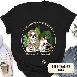 Personalized Girl And Cat With Plants Halloween Premium Shirt
