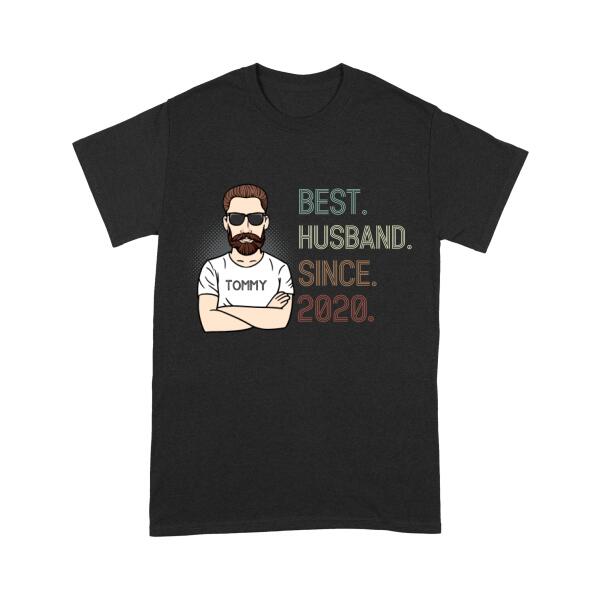 Personalized 1st Wedding Anniversary Gift for Husband, First Anniversary Gift, Best Husband since 2020 Shirt, 1 Year Wedding Anniversary Tee for Him, Married for 1 Year Tee