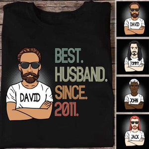 Personalized 10th Wedding Anniversary Gift for Husband, Best Husband since 2011 Shirt, 10 Year Wedding Anniversary Tee for Him, Married for 10 Years Tee