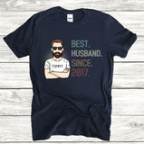 Personalized 4th Wedding Anniversary Gift for Husband, Best Husband since 2017 Shirt, 4 Year Wedding Anniversary Tee for Him, Married for 4 Years Tee
