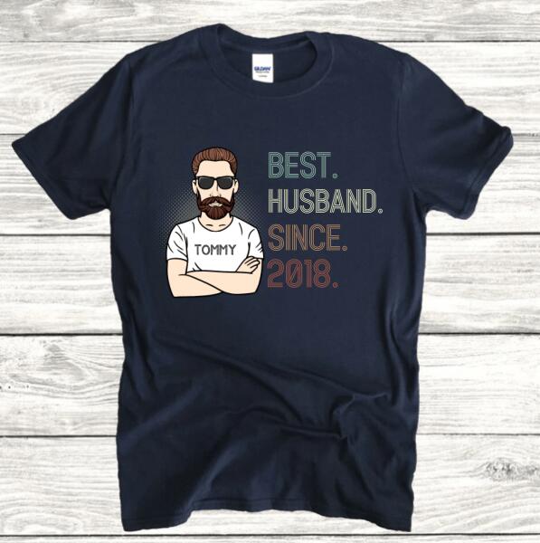 Personalized 3rd Wedding Anniversary Gift for Husband, Best Husband since 2018 Shirt, 3 Year Wedding Anniversary Tee for Him, Married for 3 Years Tee