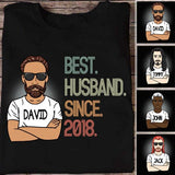 Personalized 3rd Wedding Anniversary Gift for Husband, Best Husband since 2018 Shirt, 3 Year Wedding Anniversary Tee for Him, Married for 3 Years Tee