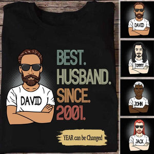 Personalized 20th Wedding Anniversary Gift for Husband, Best Husband since 2001 Shirt, 20 Year Wedding Anniversary Tee for Him, Married for 20 Years Tee