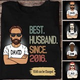 Personalized 5th Wedding Anniversary Gift for Husband, Best Husband since 2016 Shirt, 5 Year Wedding Anniversary Tee for Him, Married for 5 Years Tee