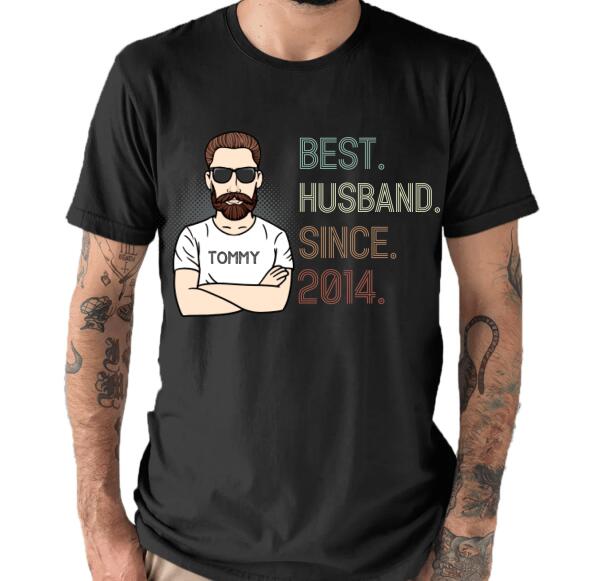 Personalized 7th Wedding Anniversary Gift for Husband, Best Husband since 2014 Shirt, 7 Year Wedding Anniversary Tee for Him, Married for 7 Years Tee