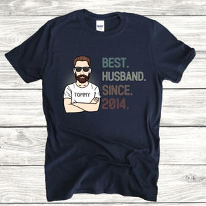 Personalized 7th Wedding Anniversary Gift for Husband, Best Husband since 2014 Shirt, 7 Year Wedding Anniversary Tee for Him, Married for 7 Years Tee