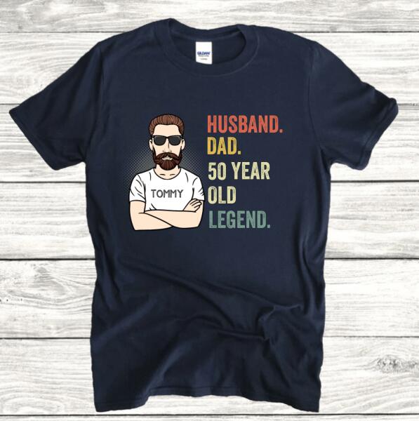 Personalized 50th Birthday Gift For Men, Husband Dad 50 Year Old Legend Shirt, 50th Birthday Tee for Him, 50 Birthday Dad Gift, Husband 50 Bday T-Shirt