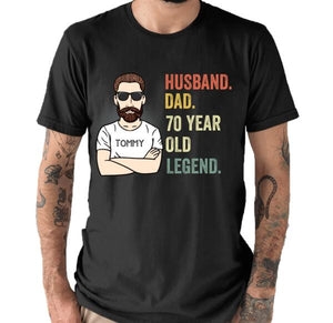 Personalized 70th Birthday Gift For Men, Husband Dad 70 Year Old Legend Shirt, 70th Birthday Tee for Him, 70 Birthday Dad Gift, Husband 70 Bday T-Shirt