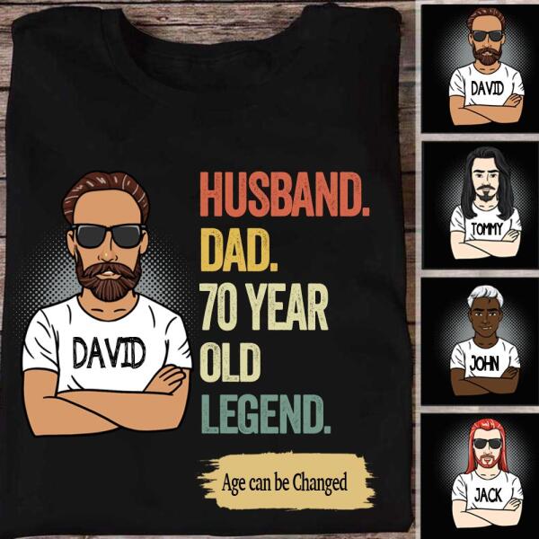 Personalized 70th Birthday Gift For Men, Husband Dad 70 Year Old Legend Shirt, 70th Birthday Tee for Him, 70 Birthday Dad Gift, Husband 70 Bday T-Shirt