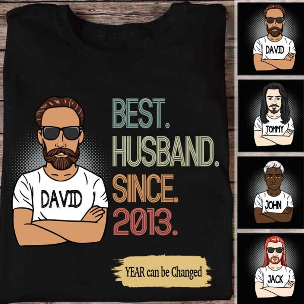 Personalized 8th Wedding Anniversary Gift for Husband, Best Husband since 2013 Shirt, 8 Year Wedding Anniversary Tee for Him, Married for 8 Years Tee