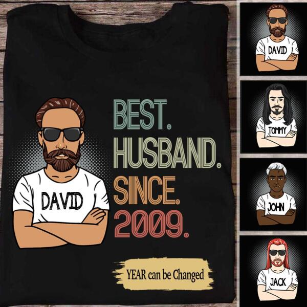 Personalized 12th Wedding Anniversary Gift for Husband, Best Husband since 2009 Shirt, 12 Year Wedding Anniversary Tee for Him, Married for 12 Years Tee