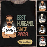 Personalized 13th Wedding Anniversary Gift for Husband, Best Husband since 2008 Shirt, 13 Year Wedding Anniversary Tee for Him, Married for 13 Years Tee