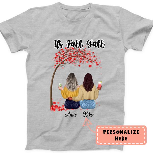 Personalized Fall Season Sister Girls Under Tree Premium Shirt