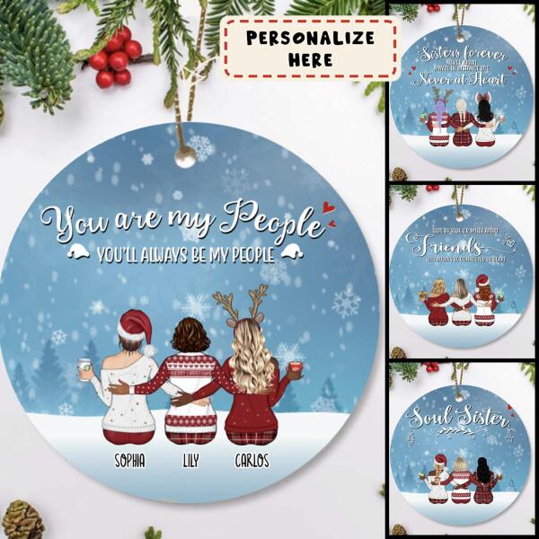 Personalized Best Friends Christmas Ceramic Ornament, Sisters Gift