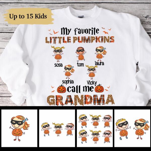 Personalized Halloween Gift For Grandma Sweatshirt, My Favorite Little Pumpkins Call Me Grandma Sweater