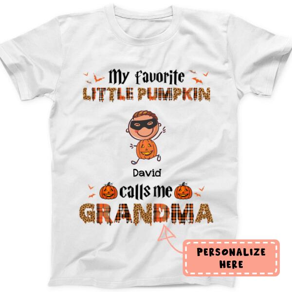 Personalized Halloween Gift For Grandma T-Shirt, My Favorite Little Pumpkins Call Me Grandma Shirt