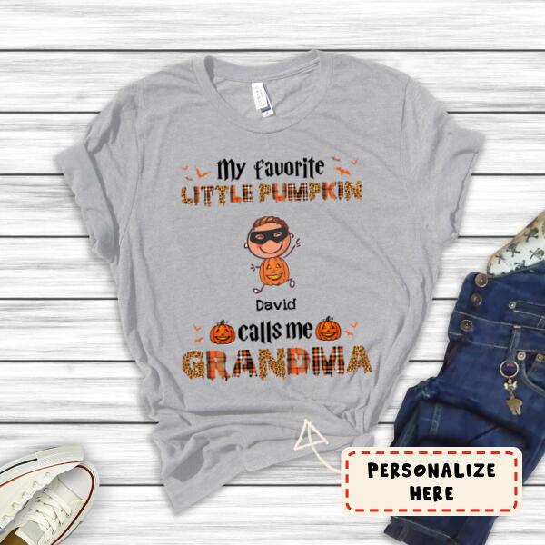 Personalized Halloween Gift For Grandma T-Shirt, My Favorite Little Pumpkins Call Me Grandma Shirt