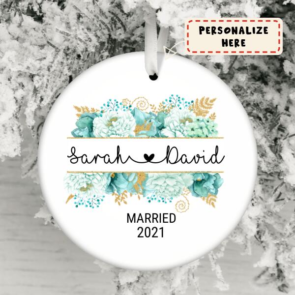 Personalized Wedding Gift Christmas Ornament, Our First Christmas Married Gift Ornament, Engaged gift
Ornament, Couple Gift Ornament