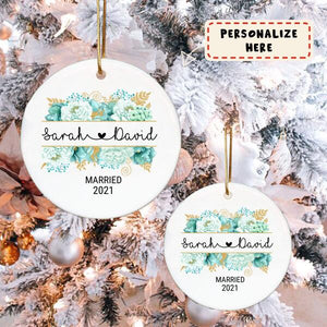 Personalized Wedding Gift Christmas Ornament, Our First Christmas Married Gift Ornament, Engaged gift
Ornament, Couple Gift Ornament