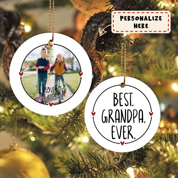 Best Grandpa Ever Ornament, Photo Ornament For Grandparents, Personalized Ornament With Picture, Kids Photo Ornament, Grandfather Gift