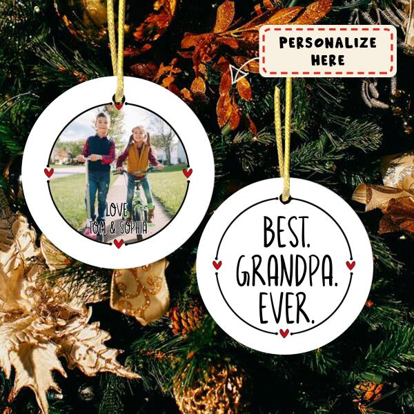 Best Grandpa Ever Ornament, Photo Ornament For Grandparents, Personalized Ornament With Picture, Kids Photo Ornament, Grandfather Gift