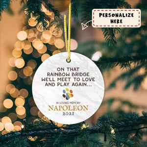 Personalized Pet Memorial Ornament, Pet Loss Gift, Rainbow Bridge Ornament, Cat Remembrance Gift, Dog Remembrance Gift
