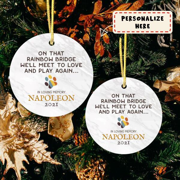 Personalized Pet Memorial Ornament, Pet Loss Gift, Rainbow Bridge Ornament, Cat Remembrance Gift, Dog Remembrance Gift