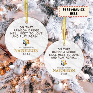 Personalized Pet Memorial Ornament, Pet Loss Gift, Rainbow Bridge Ornament, Cat Remembrance Gift, Dog Remembrance Gift