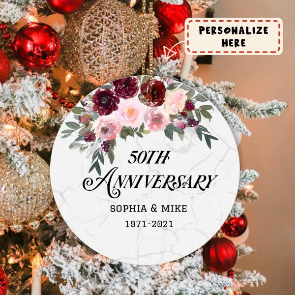 Anniversary Christmas Ornaments, Anniversary Wedding Ornament, Custom Anniversary Gift, Wedding Anniversary Ornament