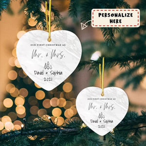 Our First Christmas as Mr. and Mrs. Wedding Heart Ornament, Wedding Gift Ornament, Keepsake Gift, Couples Gift, Bride Gift, Groom Gift