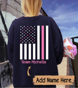 Team Name USA Flag Breast Cancer Awareness Month Sweatshirt