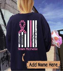 Team Name Flag Pink Ribbon Breast Cancer Awareness Month Sweatshirt