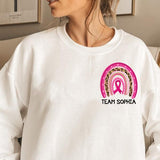 Team Name Ribbon Breast Cancer Sweatshirt, Cancer Awareness Crew Neck, Personalized Team Cancer Long Sleeve , Cancer Support Team Sweater