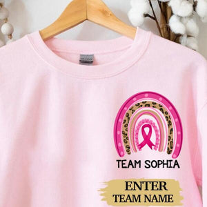 Team Name Ribbon Breast Cancer Sweatshirt, Cancer Awareness Crew Neck, Personalized Team Cancer Long Sleeve , Cancer Support Team Sweater
