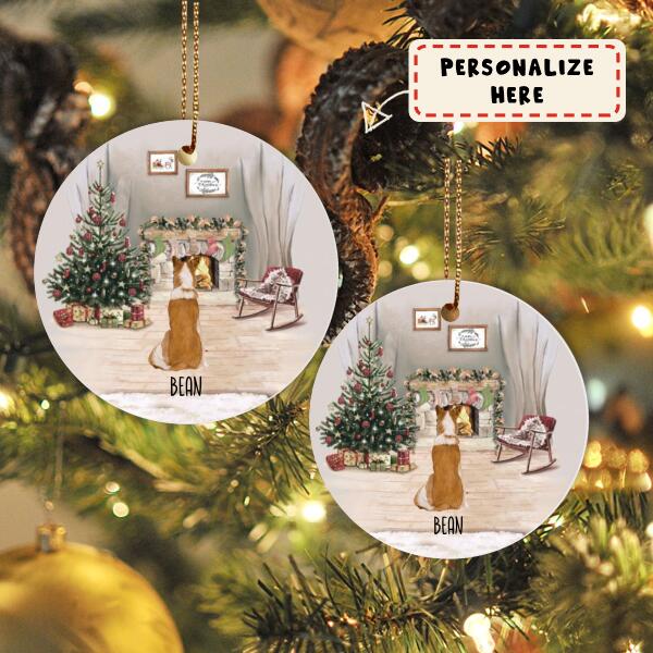 Personalized Dogs With Housewarming Christmas Ceramic Ornament, Custom Up To 3 Dogs