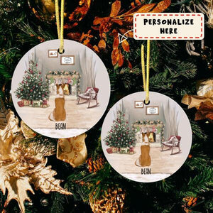 Personalized Dogs With Housewarming Christmas Ceramic Ornament, Custom Up To 3 Dogs