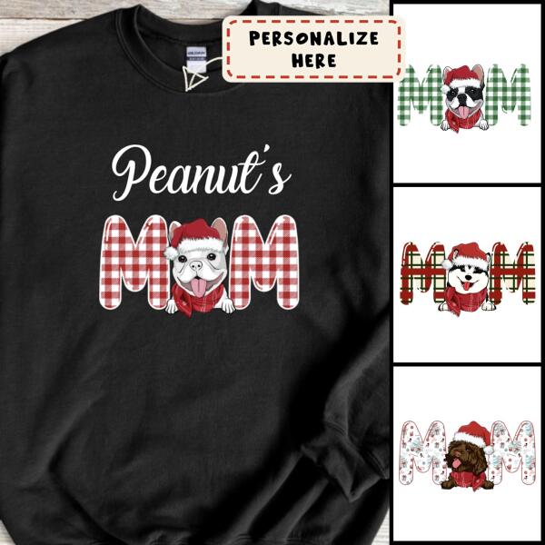 Personalized Dog Mom Christmas Sweatshirt, Custom Dog Breeds Christmas