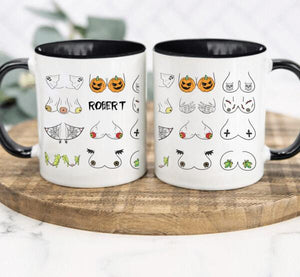 Halloween Mug, Boob Mug, Halloween Gift, Pumpkin Mug, Spooky Mug, Halloween Bachelorette