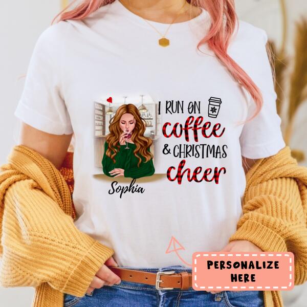 Personalized Coffee Girl and Christmas Cheer Shirt, Gift For Girl