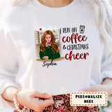 Personalized Coffee Girl and Christmas Cheer Sweatshirt, Gift For Girl