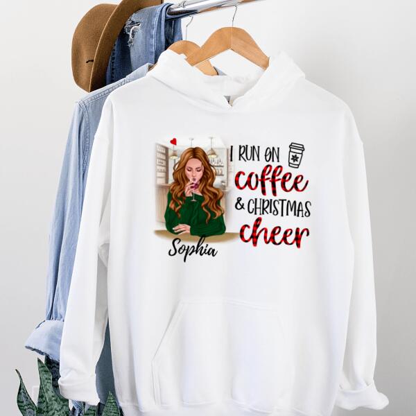 Personalized Coffee Girl and Christmas Cheer Hoodie, Gift For Girl