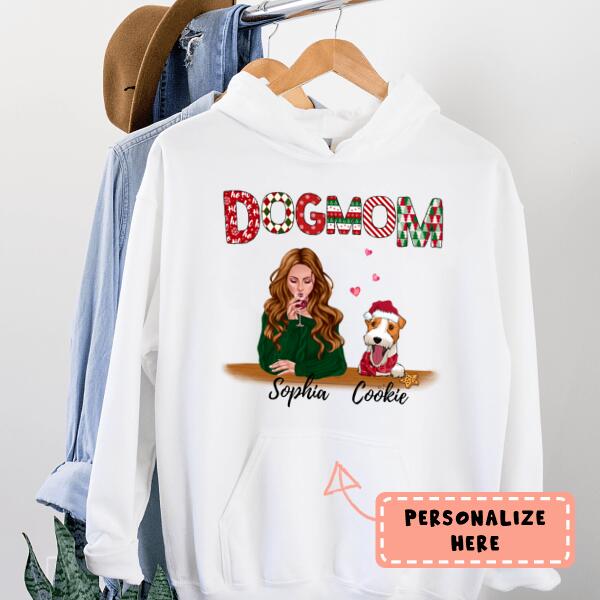 Personalized Dog Mom Christmas Hoodie, Gift For Dog Lovers