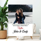 Personalized Couple Photo Our First Christmas Together Fleece Blanket, Gift For Him, Gift For Her