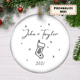 Personalized Couple Names and Year Ceramic Christmas Ornament, Christmas Gift, Gift For Him, Gift For Her