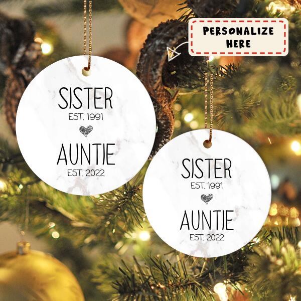 Personalized Sister Auntie Est Ornament, Pregnancy Announcement, Future Aunt Gifts, Christmas Gift