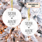 Personalized Sister Auntie Est Ornament, Pregnancy Announcement, Future Aunt Gifts, Christmas Gift