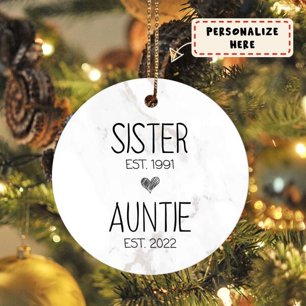 Personalized Sister Auntie Est Ornament, Pregnancy Announcement, Future Aunt Gifts, Christmas Gift
