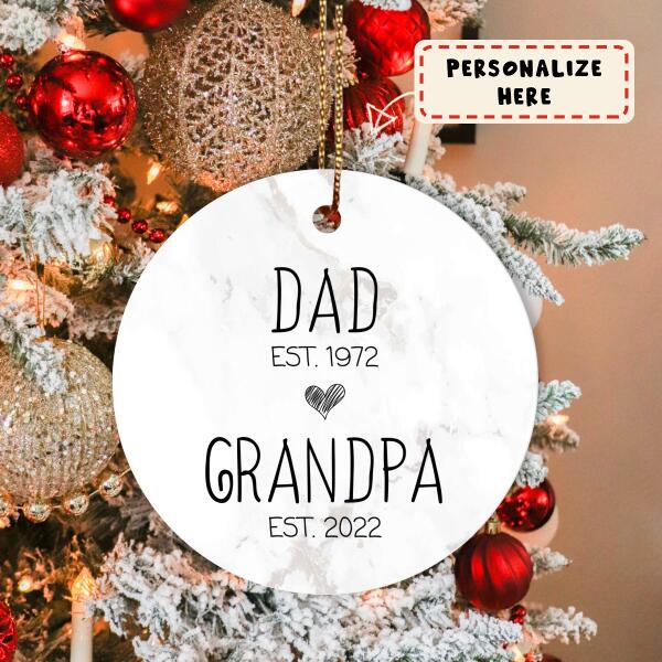 Personalized Dad Grandpa Est Ornament, Pregnancy Announcement