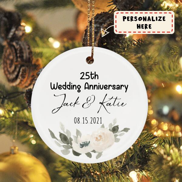 Personalized 25th wedding on sale anniversary ornament